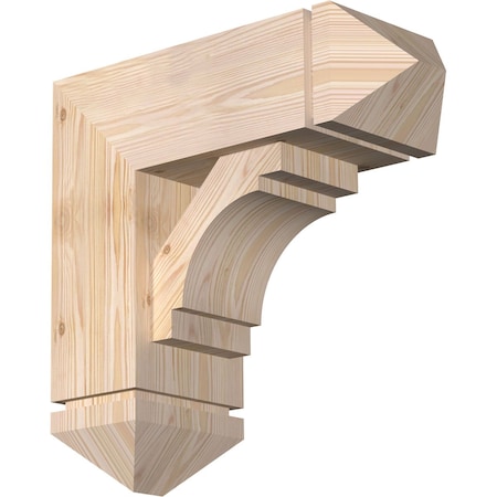 Merced Arts And Crafts Smooth Bracket W/ Offset Brace, Douglas Fir, 7 1/2W X 20D X 20H